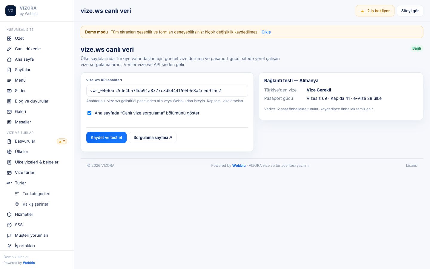Panel — vize.ws canlı veri